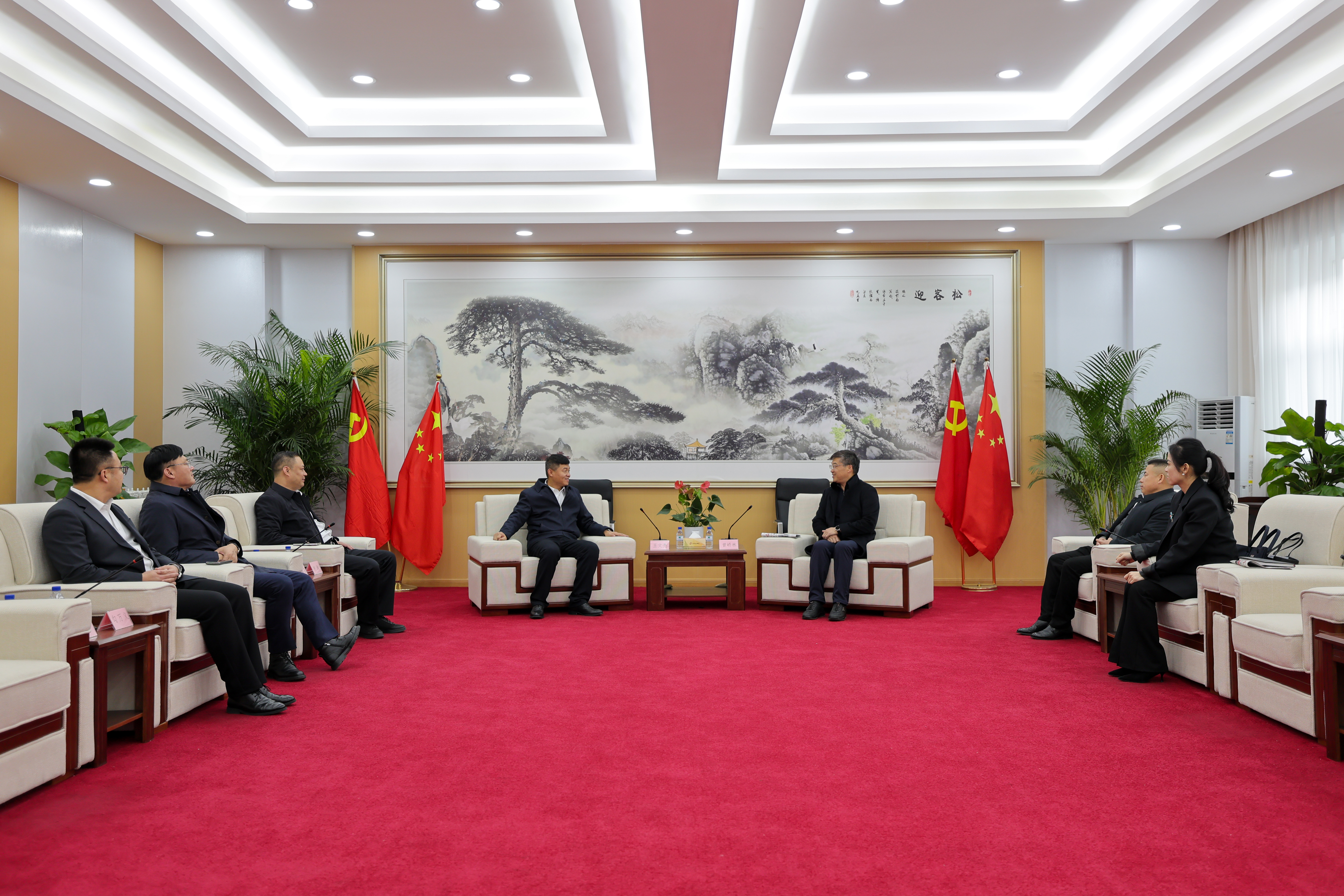 王文亮與大祥區委副書記、區長曾嶠林會談，中國經濟改革基金會新質生產力專項管理委員會副主任申濤參加會談
